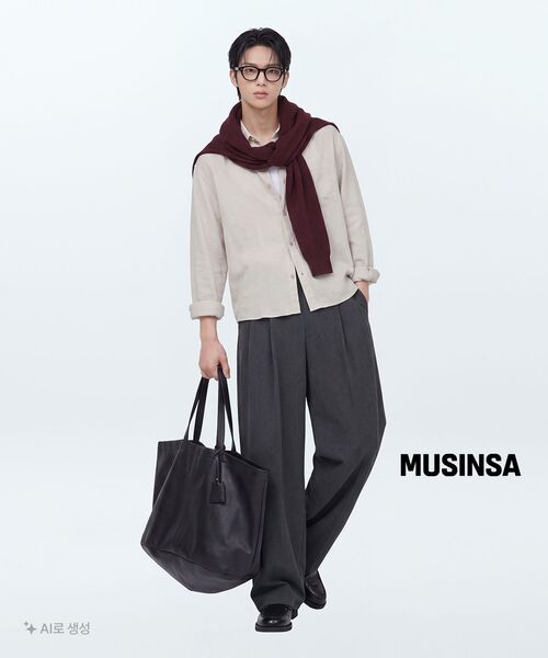 MUSINSA STANDARD（ムシンサスタンダード）の「エクストラワイドツーピンタックヒドンバンディングスラックス[ミディアムグレー]（スラックス・メンズ・その他・38/36/34/32/33/28/29）」の11枚目の写真