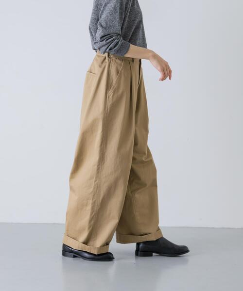 かぐれ(カグレ)の「『2サイズ展開』コットンワイドチノパンツ(その他パンツ・レディース・ベージュ・0/1)」の1枚目の写真
