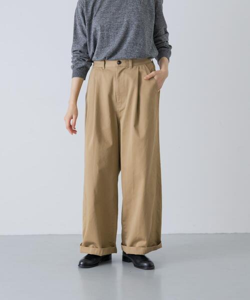かぐれ(カグレ)の「『2サイズ展開』コットンワイドチノパンツ(その他パンツ・レディース・ベージュ・0/1)」の2枚目の写真