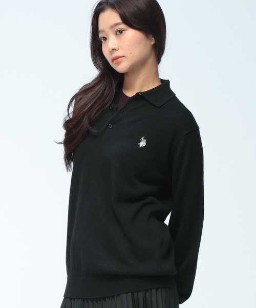 U.S. POLO ASSN.（ユーエスポロアッスン）の「U.S. POLO ASSN. (ユーエスポロアッスン) ニット ポロシャツ 長袖 メンズ レディース ワンポイント ロゴ刺繍 PLM63406（ニット/セーター・メンズ・ネイビー/ブラウン/ブラック/アイボリー・LL/L/M）」の3枚目の写真