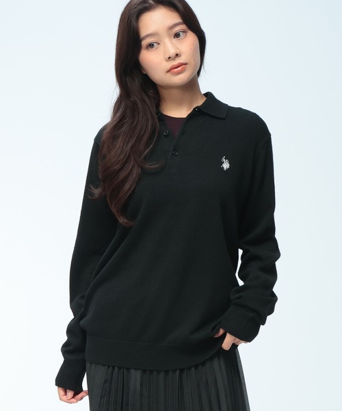 U.S. POLO ASSN.（ユーエスポロアッスン）の「U.S. POLO ASSN. (ユーエスポロアッスン) ニット ポロシャツ 長袖 メンズ レディース ワンポイント ロゴ刺繍 PLM63406（ニット/セーター・メンズ・ネイビー/ブラウン/ブラック/アイボリー・LL/L/M）」の8枚目の写真