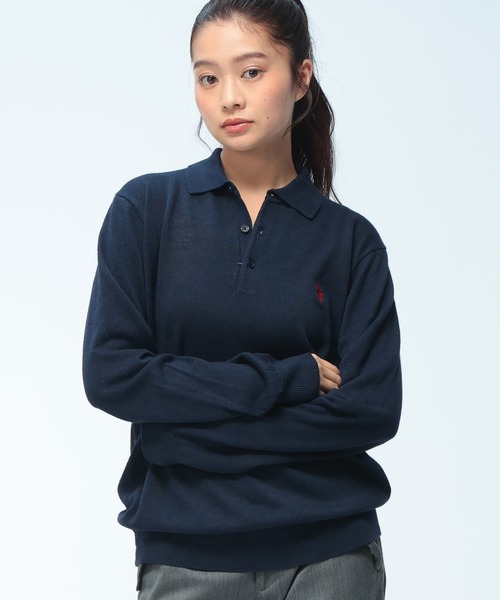 U.S. POLO ASSN.（ユーエスポロアッスン）の「U.S. POLO ASSN. (ユーエスポロアッスン) ニット ポロシャツ 長袖 メンズ レディース ワンポイント ロゴ刺繍 PLM63406（ニット/セーター・メンズ・ネイビー/ブラウン/ブラック/アイボリー・LL/L/M）」の14枚目の写真