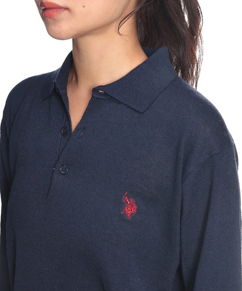 U.S. POLO ASSN.（ユーエスポロアッスン）の「U.S. POLO ASSN. (ユーエスポロアッスン) ニット ポロシャツ 長袖 メンズ レディース ワンポイント ロゴ刺繍 PLM63406（ニット/セーター・メンズ・ネイビー/ブラウン/ブラック/アイボリー・LL/L/M）」の18枚目の写真