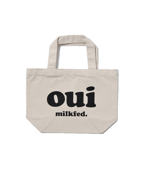 MILKFED.(ミルクフェド)の「MINI TOTE OUI WITH BADGE(ショルダーバッグ・レディース・ホワイト/ピンク/ブラック・ONE SIZE)」の1枚目の写真