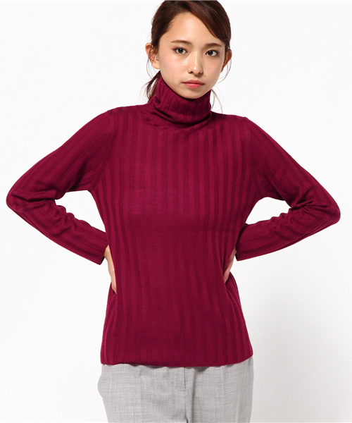 SLY（スライ）の「LANA WOOL TURTLE HG TOPS（ニット/セーター・レディース・サックスブルー/ワインレッド/イエロー系その他/トップグレー/ブラック/ピンク/オフホワイト・1/2）」の7枚目の写真