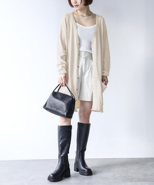 n'OrLABEL（ノアールレーベル）の「『ロングカーディガン』（カーディガン/ボレロ・レディース・ブラック/グレイッシュベージュ/チャコールグレー/ネイビー/ワイン/ブラウン/ネイビー系/ライトパープル/杢グレー/ブルー/ベージュ・2/1）」の5枚目の写真