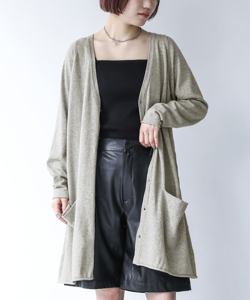 n'OrLABEL（ノアールレーベル）の「『ロングカーディガン』（カーディガン/ボレロ・レディース・ブラック/グレイッシュベージュ/チャコールグレー/ネイビー/ワイン/ブラウン/ネイビー系/ライトパープル/杢グレー/ブルー/ベージュ・2/1）」の4枚目の写真