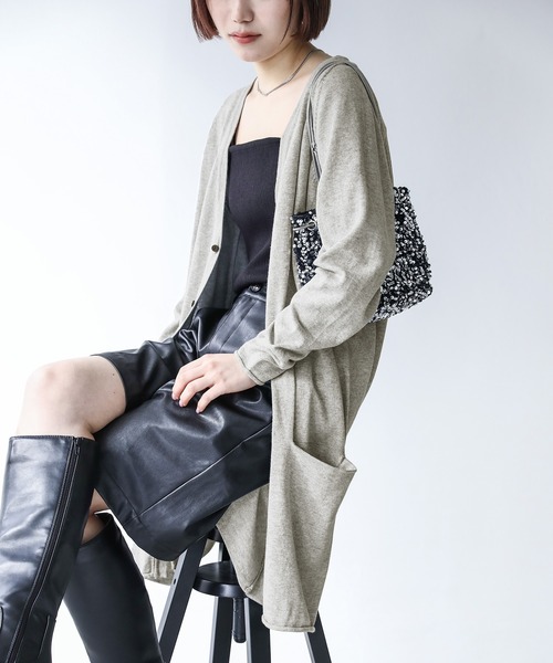 n'OrLABEL（ノアールレーベル）の「『ロングカーディガン』（カーディガン/ボレロ・レディース・ブラック/グレイッシュベージュ/チャコールグレー/ネイビー/ワイン/ブラウン/ネイビー系/ライトパープル/杢グレー/ブルー/ベージュ・2/1）」の18枚目の写真