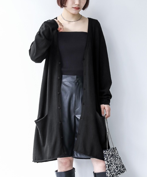 n'OrLABEL（ノアールレーベル）の「『ロングカーディガン』（カーディガン/ボレロ・レディース・ブラック/グレイッシュベージュ/チャコールグレー/ネイビー/ワイン/ブラウン/ネイビー系/ライトパープル/杢グレー/ブルー/ベージュ・2/1）」の13枚目の写真