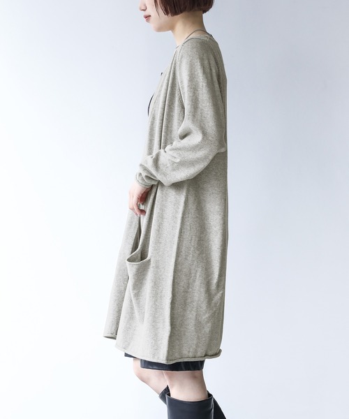 n'OrLABEL（ノアールレーベル）の「『ロングカーディガン』（カーディガン/ボレロ・レディース・ブラック/グレイッシュベージュ/チャコールグレー/ネイビー/ワイン/ブラウン/ネイビー系/ライトパープル/杢グレー/ブルー/ベージュ・2/1）」の15枚目の写真