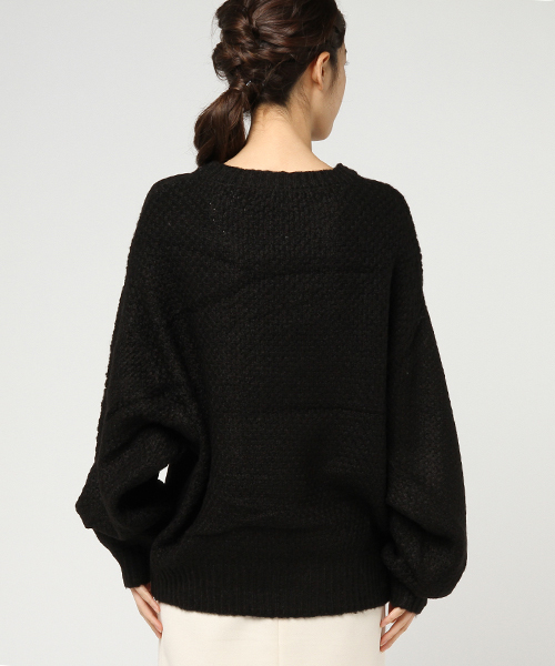 VENCEEXCHANGE（ヴァンスエクスチェンジ）の「シンタム鹿の子編みドルマンプルオーバー（ニット/セーター・レディース・ブラック/グレー・MEDIUM）」の5枚目の写真