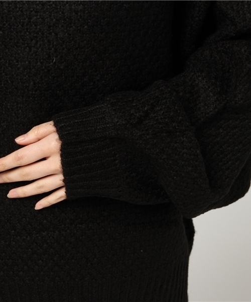 VENCEEXCHANGE（ヴァンスエクスチェンジ）の「シンタム鹿の子編みドルマンプルオーバー（ニット/セーター・レディース・ブラック/グレー・MEDIUM）」の7枚目の写真