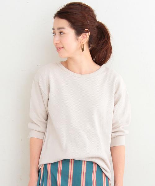 BEAUTY&YOUTH UNITED ARROWS(ビューティーアンドユースユナイテッドアローズ)の「BY ミドルサーマルメッシュ7分袖カットソー ◆(Tシャツ/カットソー・レディース・ホワイト/ナチュラル/ネイビー・FREE)」の3枚目の写真