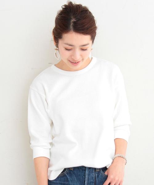 BEAUTY&YOUTH UNITED ARROWS(ビューティーアンドユースユナイテッドアローズ)の「BY ミドルサーマルメッシュ7分袖カットソー ◆(Tシャツ/カットソー・レディース・ホワイト/ナチュラル/ネイビー・FREE)」の2枚目の写真