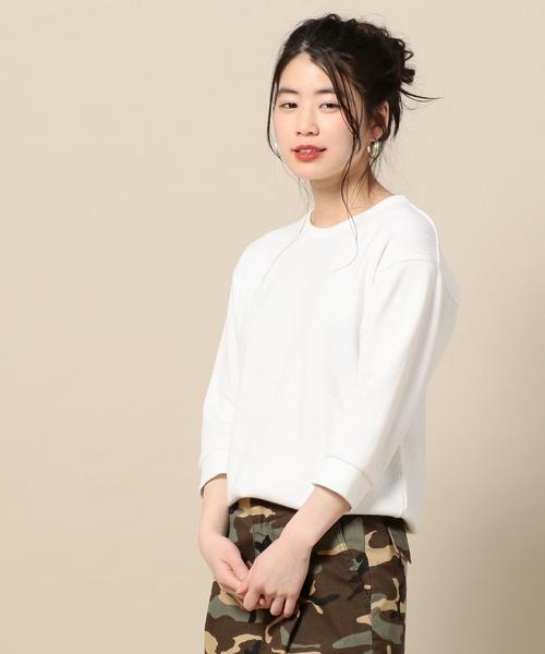 BEAUTY&YOUTH UNITED ARROWS(ビューティーアンドユースユナイテッドアローズ)の「BY ミドルサーマルメッシュ7分袖カットソー ◆(Tシャツ/カットソー・レディース・ホワイト/ナチュラル/ネイビー・FREE)」の7枚目の写真