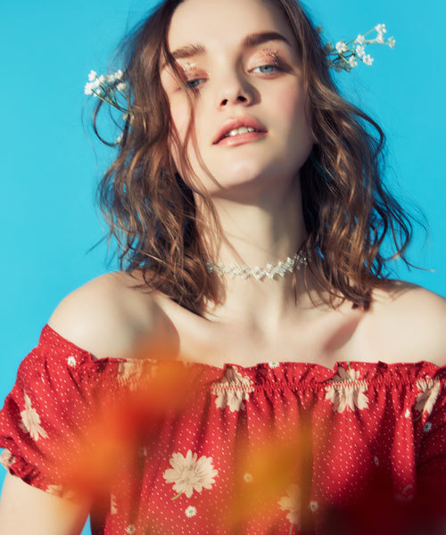 dazzlin(ダズリン)の「ドットマーガレットオフショルワンピース(ワンピース・レディース・イエロー/ネイビー/レッド・FREE)」の14枚目の写真