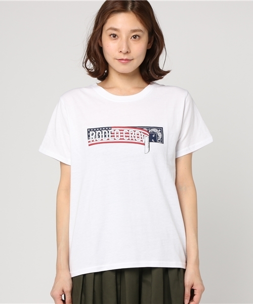 RODEO CROWNS WIDE BOWL(ロデオクラウンズワイドボウル)の「W STICKER Tシャツ(Tシャツ/カットソー・レディース・ブラック/ホワイト/レッド/ネイビー・FREE)」の7枚目の写真