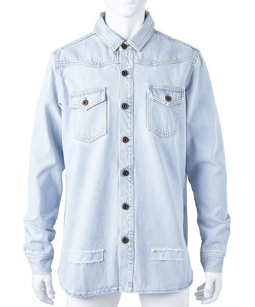Off White オフホワイト の Off White Diag Raw Cut デニムシャツ シャツ ブラウス Wear