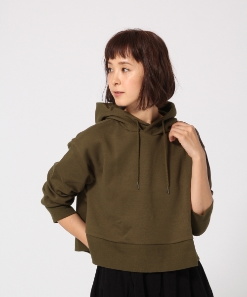 GLOBAL WORK（グローバルワーク）の「クロップドパーカー長袖/766920（パーカー・レディース・カーキ/ホワイト/ブラック/グレー/ピンク・MEDIUM/LARGE）」の5枚目の写真