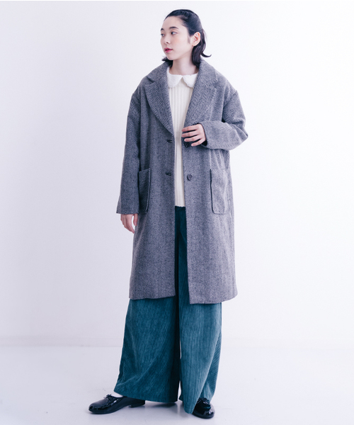 MERLOT（メルロー）の「ツイードヘリンボーンチェスターコート653-6527（チェスターコート・レディース・ホワイト/ベージュ/ブラック・FREE）」の12枚目の写真