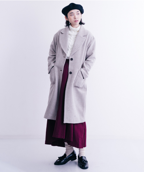 MERLOT（メルロー）の「ツイードヘリンボーンチェスターコート653-6527（チェスターコート・レディース・ホワイト/ベージュ/ブラック・FREE）」の11枚目の写真