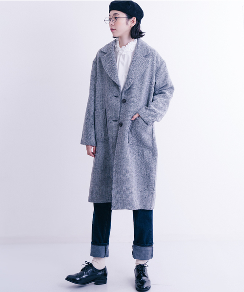 MERLOT（メルロー）の「ツイードヘリンボーンチェスターコート653-6527