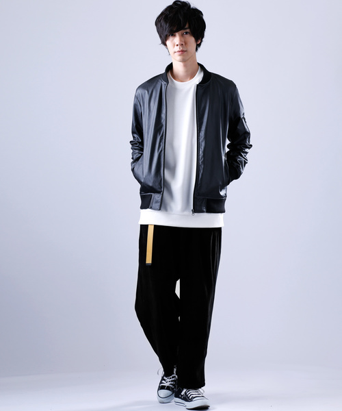 MONO-MART（モノマート）の「シルキーベロアワイドトラックパンツ/ワイドパンツ（その他パンツ・メンズ・ブラック/ネイビー/グレー・FREE）」の10枚目の写真