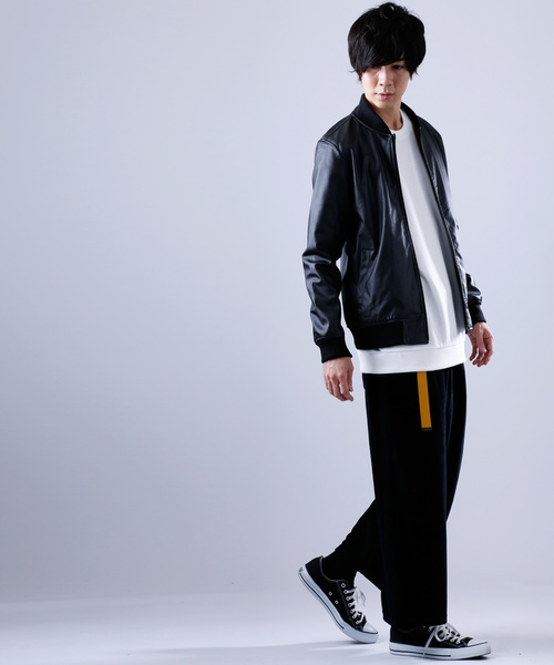 MONO-MART（モノマート）の「シルキーベロアワイドトラックパンツ/ワイドパンツ（その他パンツ・メンズ・ブラック/ネイビー/グレー・FREE）」の16枚目の写真