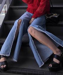 ENVYM | フロントスリットワイドＰＴ                          (デニムパンツ)