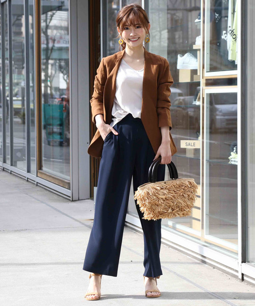 un dix cors(アンディコール)の「ノーカラーリネンカジュアルジャケット(ノーカラージャケット・レディース・ブラウン・フリ-)」の8枚目の写真