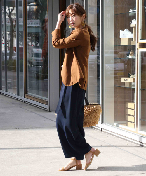 un dix cors(アンディコール)の「ノーカラーリネンカジュアルジャケット(ノーカラージャケット・レディース・ブラウン・フリ-)」の7枚目の写真