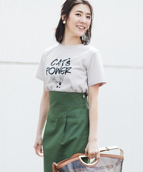 RIVE DROITE（リヴドロワ）の「CAT　TEE（Tシャツ/カットソー・レディース・オフホワイト/グレー・FREE）」の2枚目の写真