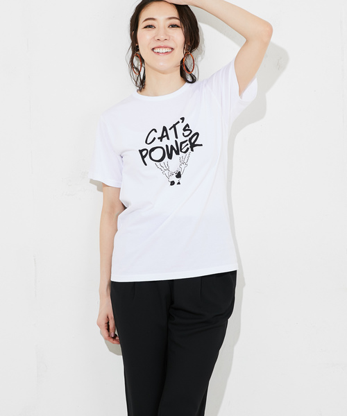 RIVE DROITE（リヴドロワ）の「CAT　TEE（Tシャツ/カットソー・レディース・オフホワイト/グレー・FREE）」の7枚目の写真