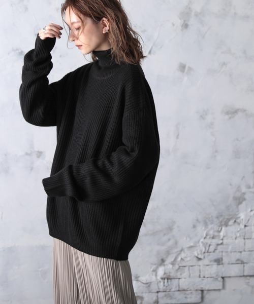 classicalelf(クラシカルエルフ)の「タートルネックミドル丈無地ローゲージニットプルオーバー(長袖)(ニット/セーター・レディース・オフホワイト/ブラック/チャコールグレー/ベージュ/オレンジ/パープル・MEDIUM/X-LARGE/XXX-LARGE)」の4枚目の写真