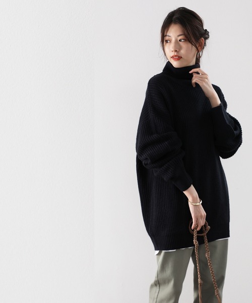 classicalelf(クラシカルエルフ)の「タートルネックミドル丈無地ローゲージニットプルオーバー(長袖)(ニット/セーター・レディース・オフホワイト/ブラック/チャコールグレー/ベージュ/オレンジ/パープル・MEDIUM/X-LARGE/XXX-LARGE)」の17枚目の写真