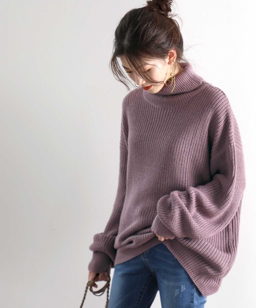 classicalelf(クラシカルエルフ)の「タートルネックミドル丈無地ローゲージニットプルオーバー(長袖)(ニット/セーター・レディース・オフホワイト/ブラック/チャコールグレー/ベージュ/オレンジ/パープル・MEDIUM/X-LARGE/XXX-LARGE)」の20枚目の写真