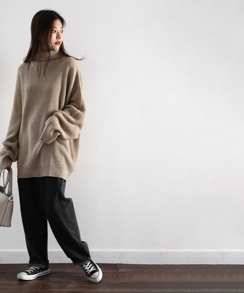 classicalelf(クラシカルエルフ)の「タートルネックミドル丈無地ローゲージニットプルオーバー(長袖)(ニット/セーター・レディース・オフホワイト/ブラック/チャコールグレー/ベージュ/オレンジ/パープル・MEDIUM/X-LARGE/XXX-LARGE)」の22枚目の写真