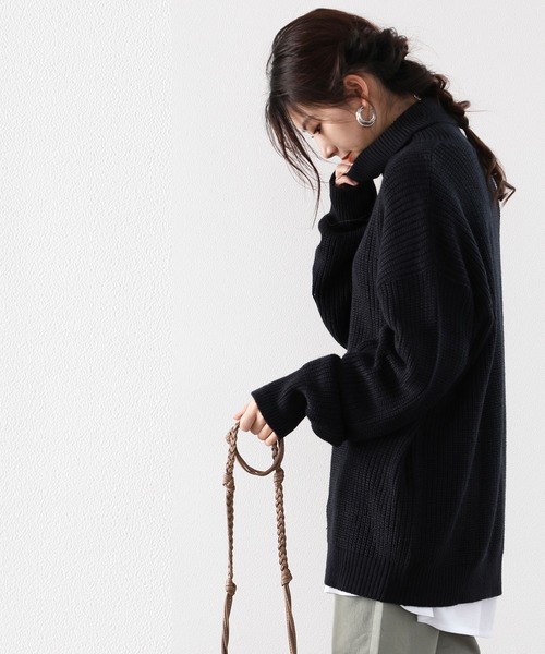 classicalelf(クラシカルエルフ)の「タートルネックミドル丈無地ローゲージニットプルオーバー(長袖)(ニット/セーター・レディース・オフホワイト/ブラック/チャコールグレー/ベージュ/オレンジ/パープル・MEDIUM/X-LARGE/XXX-LARGE)」の21枚目の写真