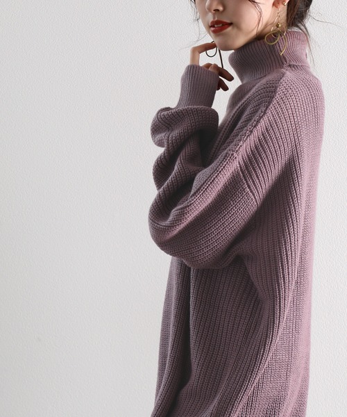 classicalelf(クラシカルエルフ)の「タートルネックミドル丈無地ローゲージニットプルオーバー(長袖)(ニット/セーター・レディース・オフホワイト/ブラック/チャコールグレー/ベージュ/オレンジ/パープル・MEDIUM/X-LARGE/XXX-LARGE)」の12枚目の写真