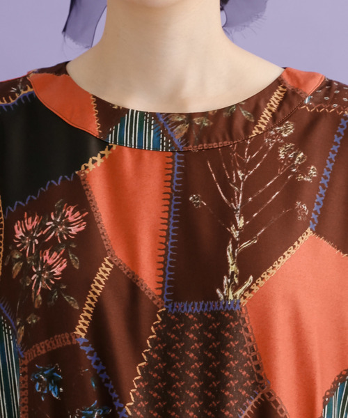 merlot plus（メルロープリュス）の「フローラルブランケット柄ウエストシャーリングワンピース7860（ワンピース・レディース・ブラック/ブラウン・FREE）」の14枚目の写真