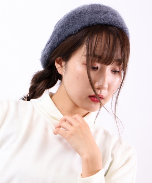 FUNALIVE(ファンアライブ)の「ロングヤーン モヘヤ調ニットベレー帽(ハンチング/ベレー帽・レディース・ブラック/ベージュ/ネイビー/オフホワイト/ワインレッド/オリーブドラブ・FREE)」の14枚目の写真