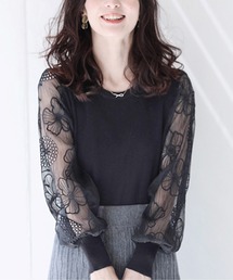 cawaii（カワイイ）の「満開の花が腕に咲くシアーショルダートップス（ニット/セーター）」