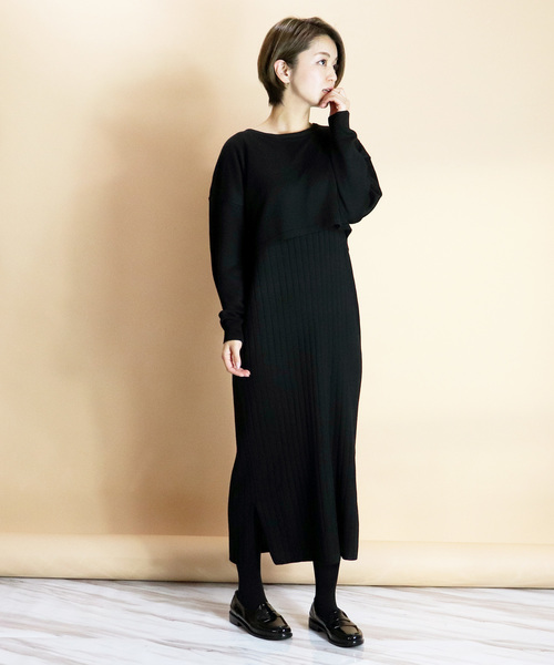 Greendale Garnet グリーンデイルガーネット の Greendale Garnet グリーンデイルガーネット 重ね着風ニットワンピース ワンピース Wear