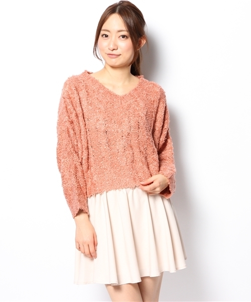 mystic（ミスティック）の「メランジショートニット（ニット/セーター・レディース・オフホワイト/ブルー/ピンク/ブラック・ﾌﾘ-）」の11枚目の写真