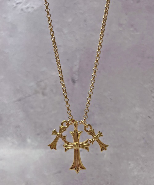 エクストラトリプルクロス ジルコニア ペーパーチェーンネックレス