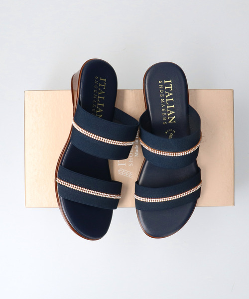 ITALIAN SHOEMAKERS】ラインストーン2本ベルトミュールサンダル(992310 ITALIAN SHOEMAKERS】ラインストーン2本ベルトミュールサンダル(992310