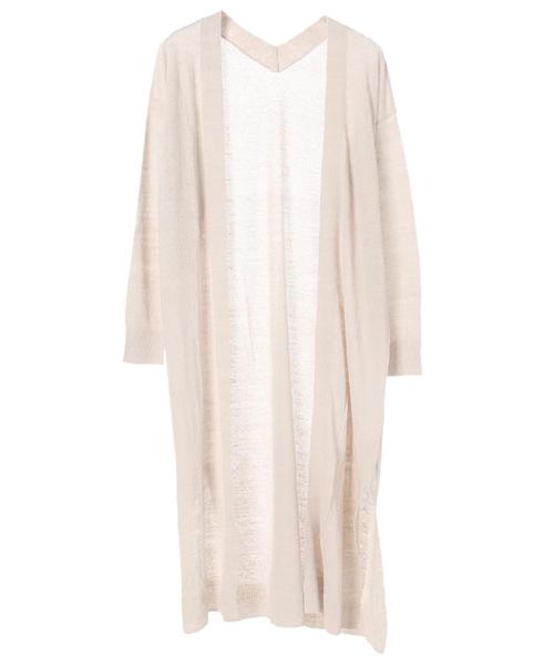 YECCA VECCA（イェッカヴェッカ）の「P.フレンチリネンロングカーディガン ●（カーディガン/ボレロ・レディース・ライトベージュ/ブラウン/ネイビー・FREE）」の10枚目の写真