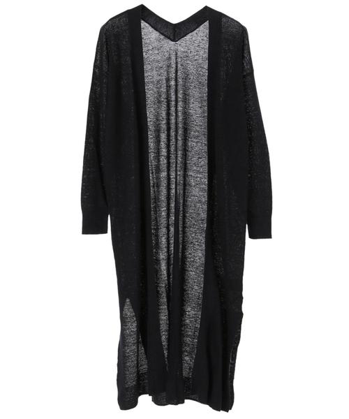 YECCA VECCA（イェッカヴェッカ）の「P.フレンチリネンロングカーディガン ●（カーディガン/ボレロ・レディース・ライトベージュ/ブラウン/ネイビー・FREE）」の9枚目の写真