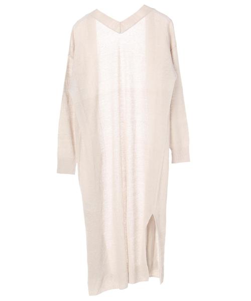 YECCA VECCA（イェッカヴェッカ）の「P.フレンチリネンロングカーディガン ●（カーディガン/ボレロ・レディース・ライトベージュ/ブラウン/ネイビー・FREE）」の11枚目の写真