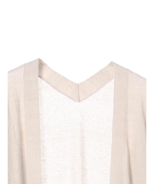 YECCA VECCA（イェッカヴェッカ）の「P.フレンチリネンロングカーディガン ●（カーディガン/ボレロ・レディース・ライトベージュ/ブラウン/ネイビー・FREE）」の14枚目の写真